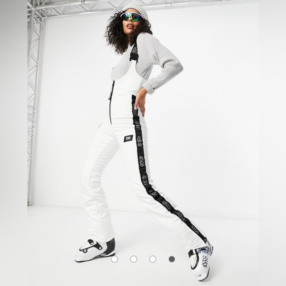 ASOS 4505 white & black ski high waisted ski bib pants salopette - Picture 7 of 12